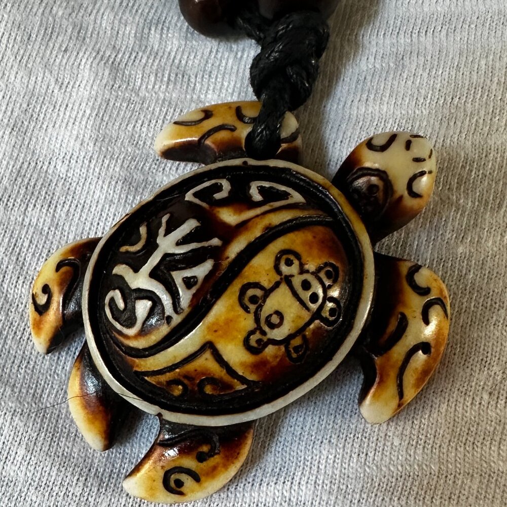 Resin Sea Turtle Necklace on Black Cord Beach Lover Gift